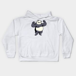 Fitness bodybuilder Panda shows muscles - weight training Kids Hoodie